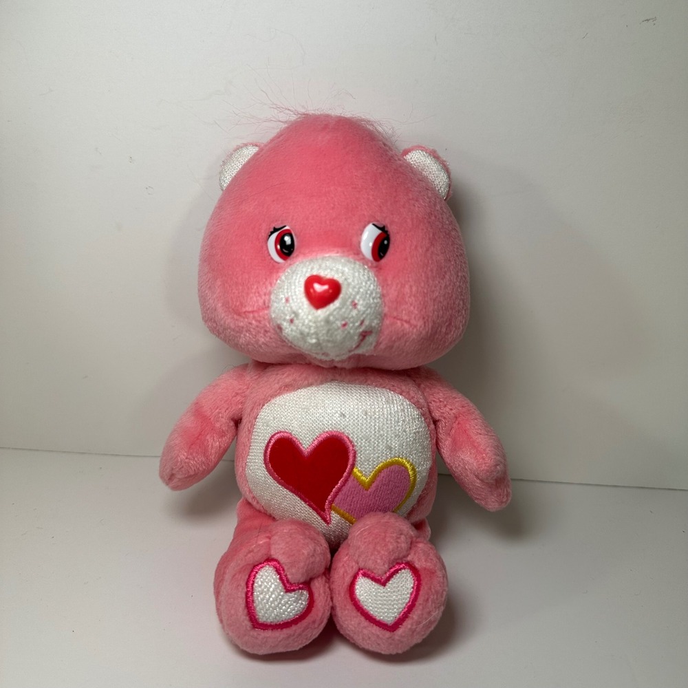 Care Bears Love-a-lot Bear Pink Plush 2004 Play Along Double Heart 7 inch